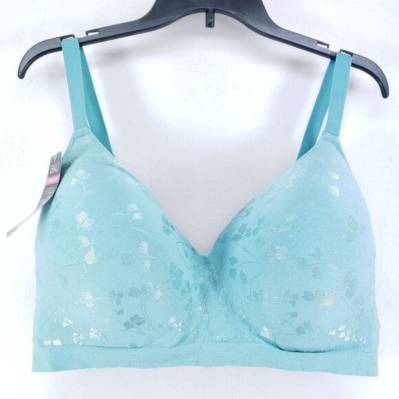 Bali Comfort Revolution Wirefree Bra 3XL Aqua With Floral Design Adjustable - Picture 1 of 6